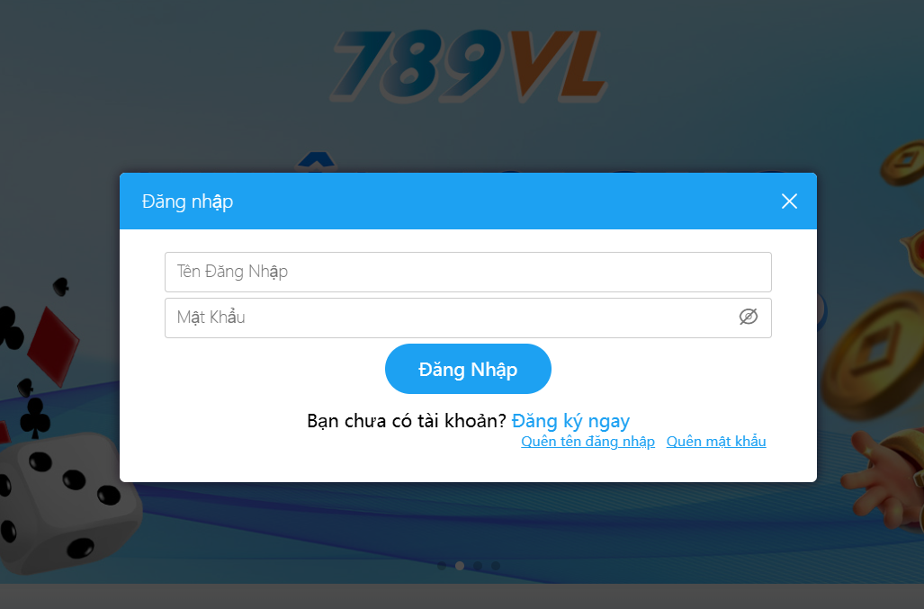 Nhập thông tin tài khoản 789vl